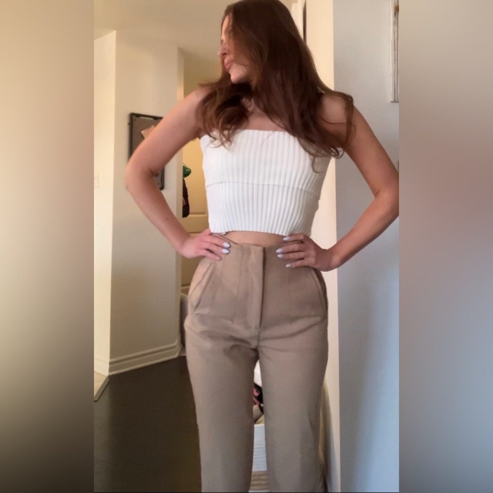 Zara high waisted tan trousers